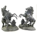 A pair of Spelter Marley horses (AF), 38cm H.