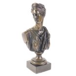 After The Antique, bust of a neo classical lady, bronzed resin, 35cm H.