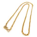 A yellow metal link chain, with clasp marked 916, 52cm L, 14g.