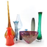 Miscellaneous art glass, to include a Sevres footed tall vase signed, a Caesar cut crystal