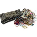 A collection of costume jewellery etc., and a scarf bearing label for Louis Vuitton.