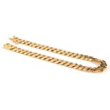 A yellow metal curb link bracelet, 20cm L, marked 585 14k, 20.9g