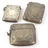 Three engraved silver Vesta cases, all early 20thC, some with monograms, 2oz overall