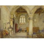 Ralph Sharpe. Interior St Benedict's Church, Lincoln, watercolour, signed and titled verso, 33.5cm x