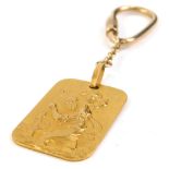 A 9ct gold key ring, depicting St Christopher, 11.4g.