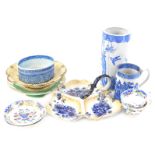 A quantity of pottery and porcelain, to include a small pearlware blue and white mug, Japanese