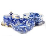 A collection of ceramics, to include a small Royal Doulton blue printed and gold cheese dome, a