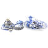 A large quantity of blue and white printed pottery, to include Booths Real Old Willow, Willow
