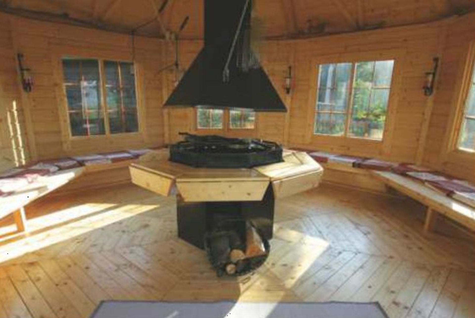 V Brand New 16.5m sq 8 Corner Spruce Pavilion - Grill With Cooking platforms and table around the - Image 2 of 3