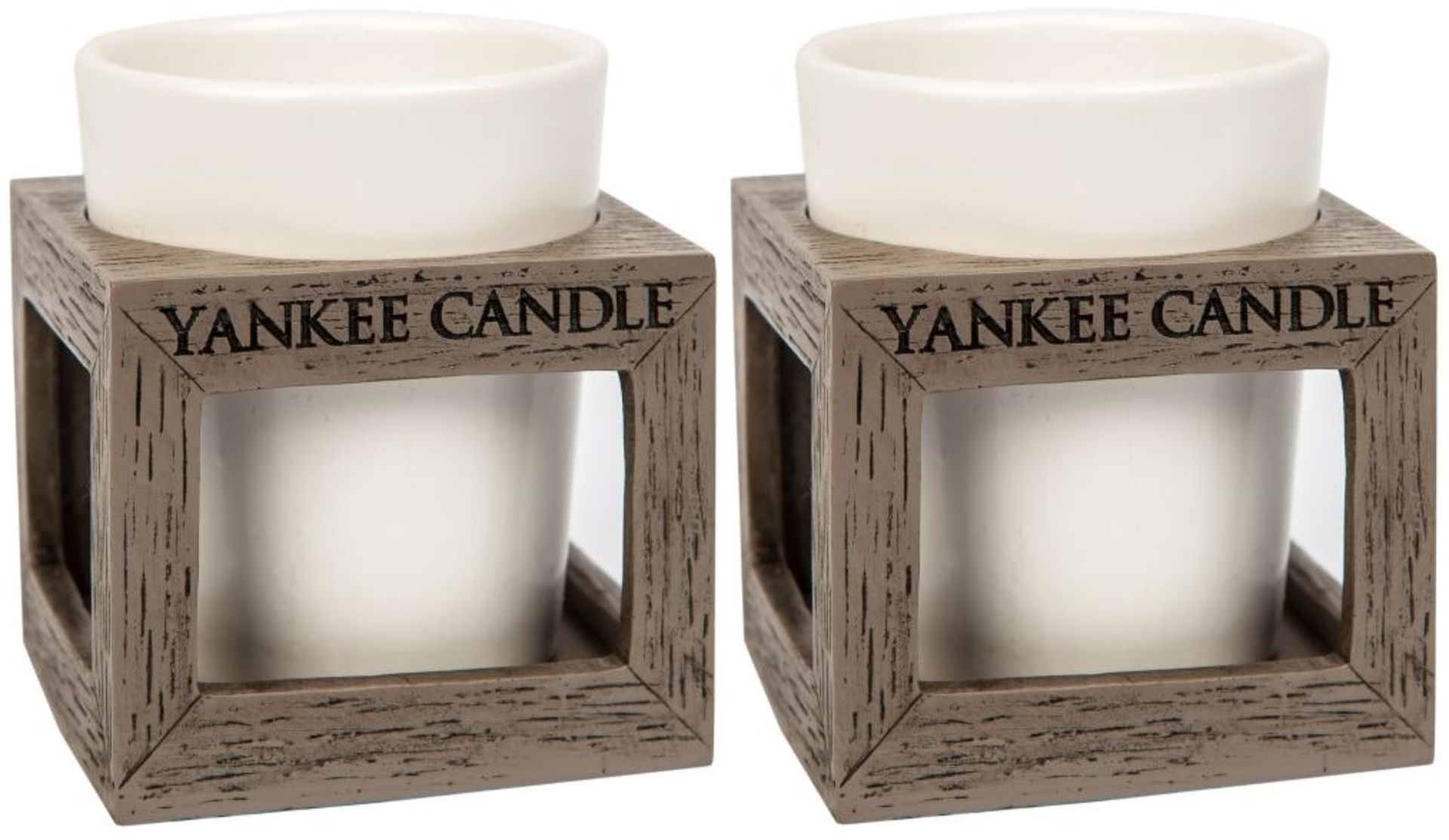 V Brand New Set Of 2 Rustic-Modern Gray Wood Votive Candle Holders eBay Price £20.98