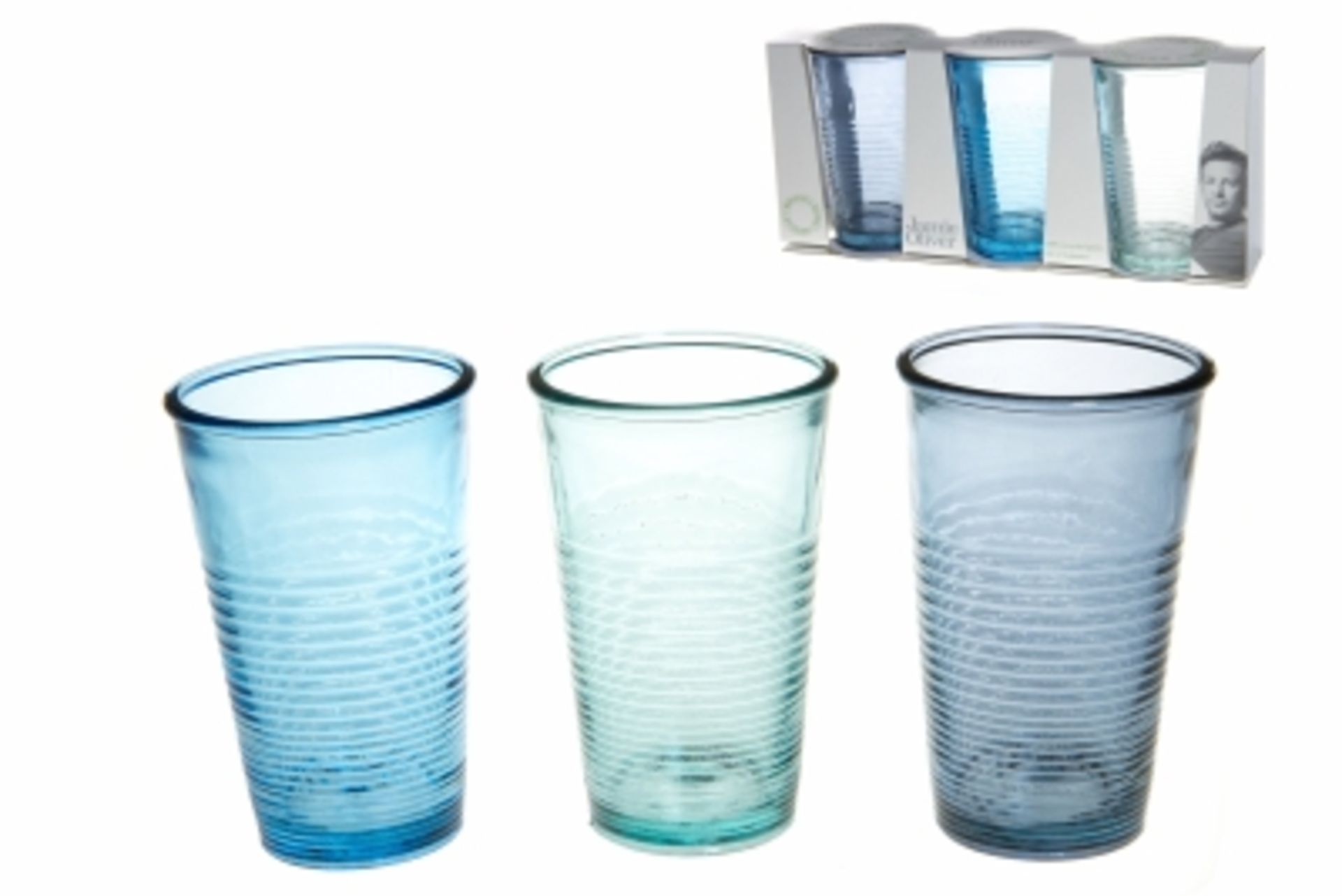 V Brand New Jamie Oliver Set Of Three Glasses Made From 100% Recycled Glass
