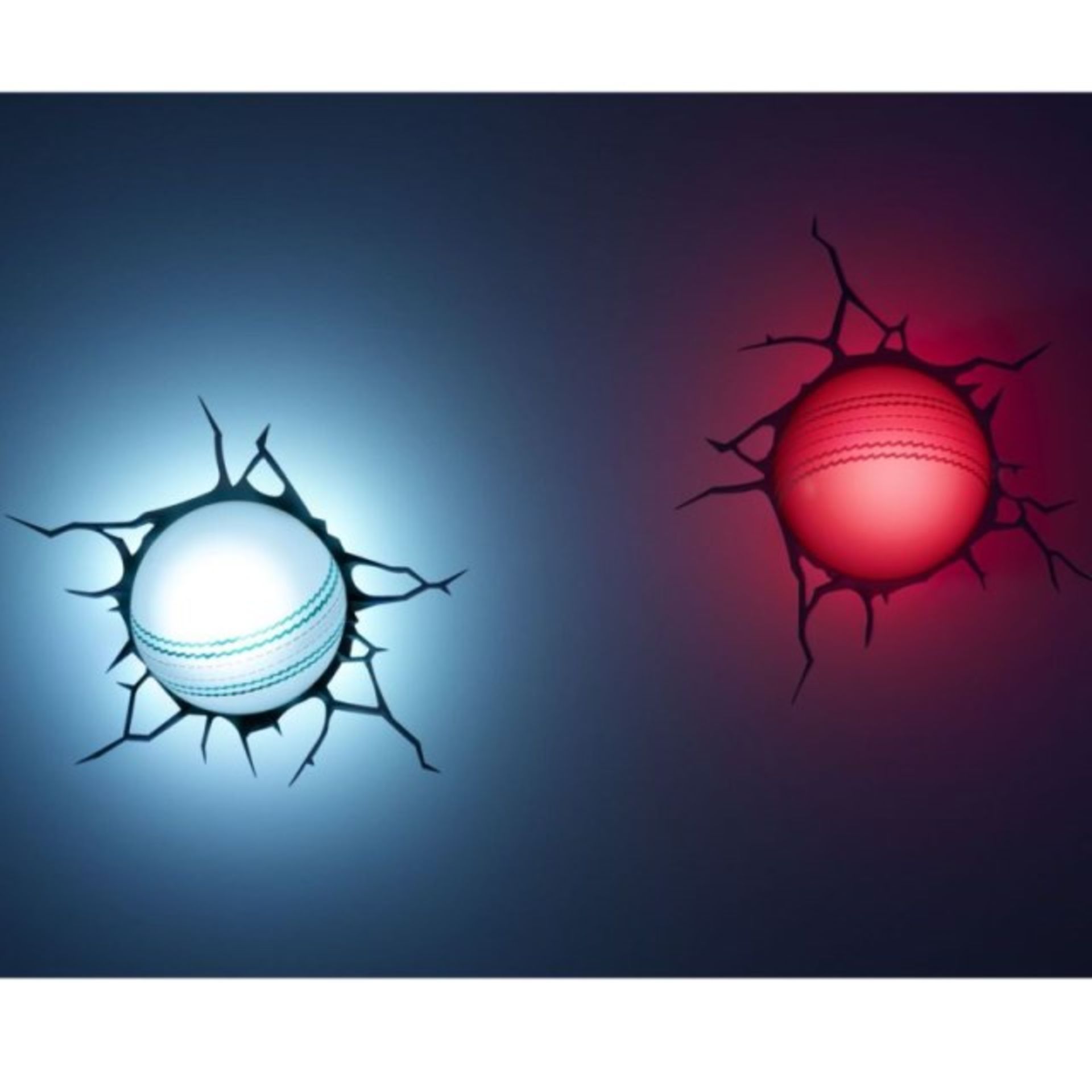 V Brand New 3D Deco LED Cricket Ball Wall Light 2 Pack