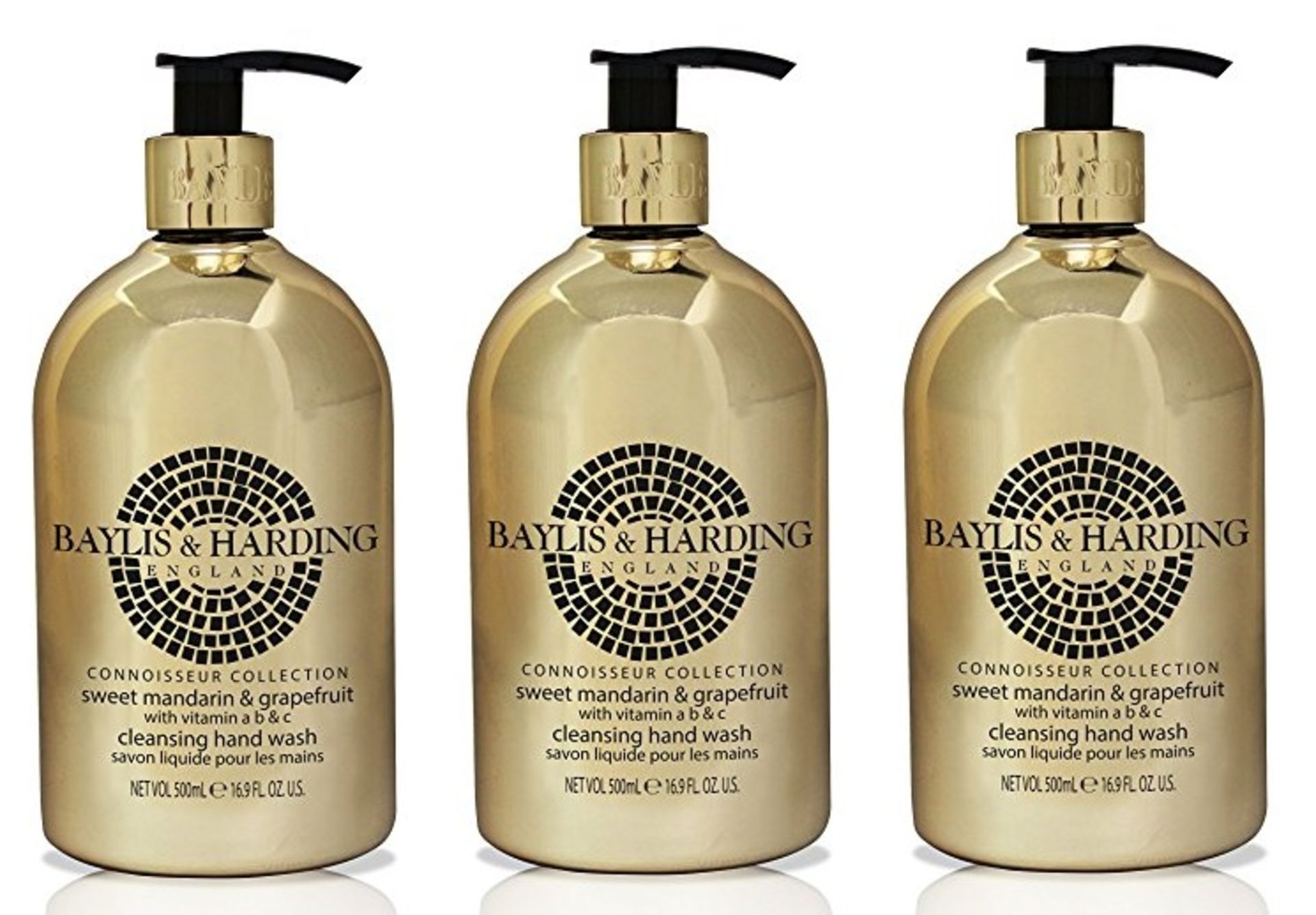 V Brand New 3 x Limited Edition Baylis & Harding Mosaic Connoisseur 500ml Sweet Manderin And