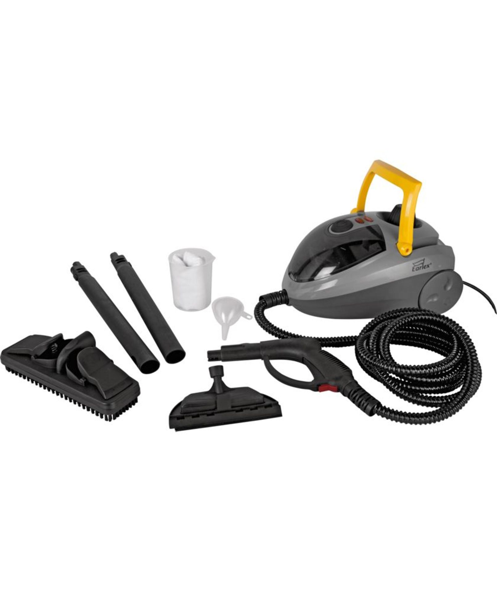 V Brand New Earlex Steam Station - 1500 Watt Steam Cleaner With Attachments For Floors/Windows/