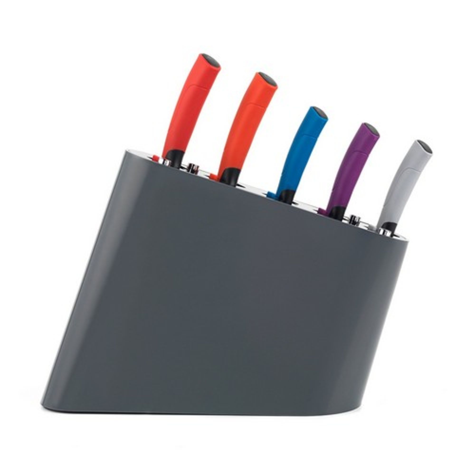 V Brand New Progress 5 Piece Smart Knife Block With Multi Coloured Handles - Secure Block locking