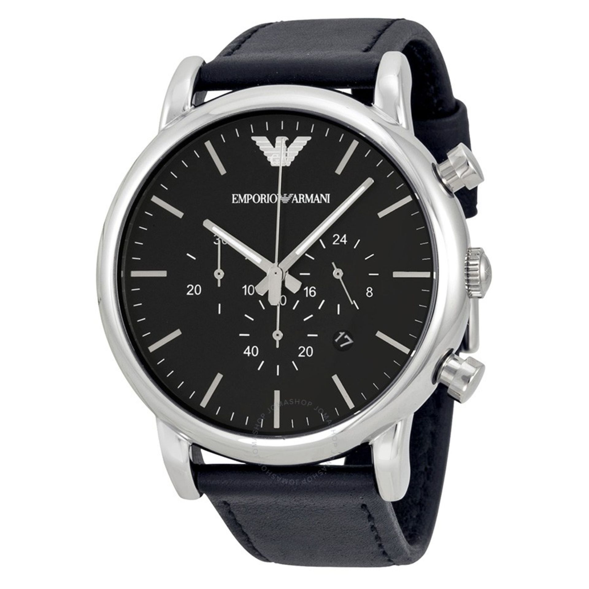 V Brand New Gents Emporio Armani AR1828 Watch With Date - Black Face Silver Indicies Watch Shop £