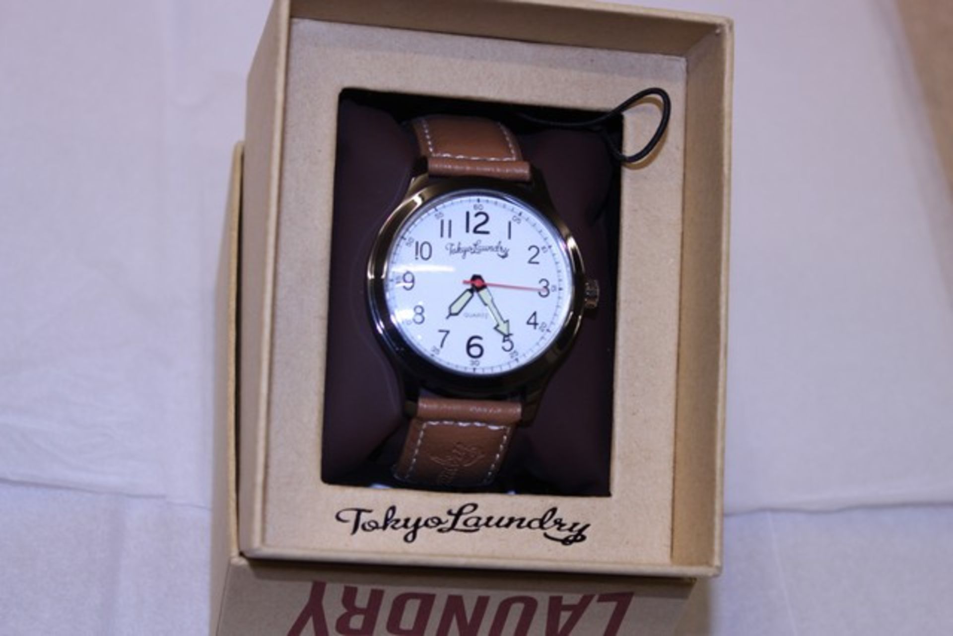 V Brand New Gents Tokyo Laundry Brown Strap White Face Analogue Watch - RRP £49.99