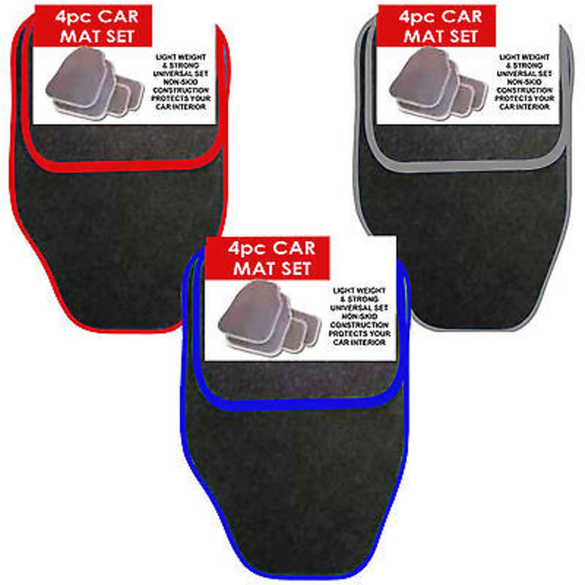V Brand New Roadster Four Piece Car Mat Set-Lightweight-Non Skid Construction-Protects Your Car