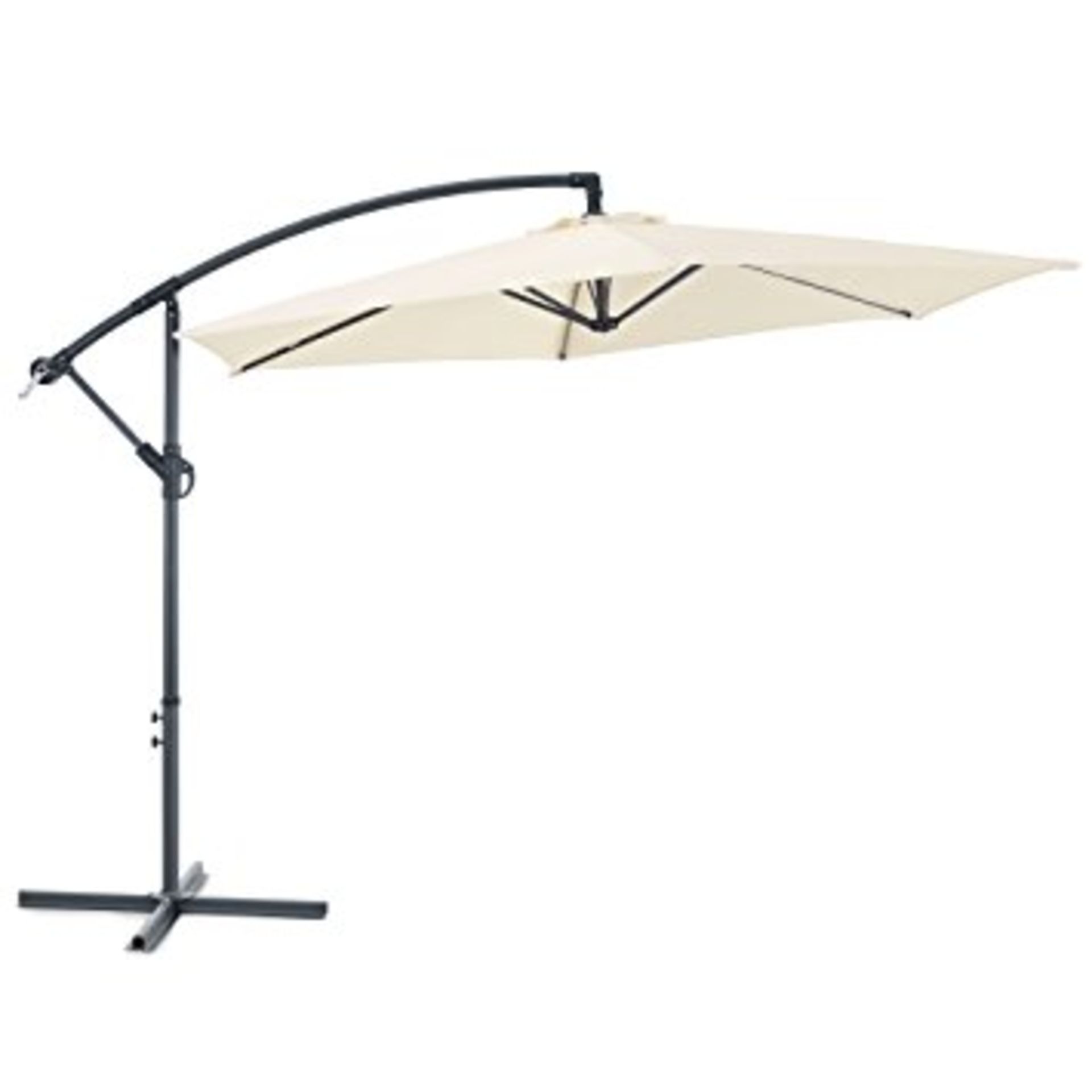 V Brand New 3m Ivory Cantilever Lean Over Parsol With Cross Stand - Item May Vary Slightly From