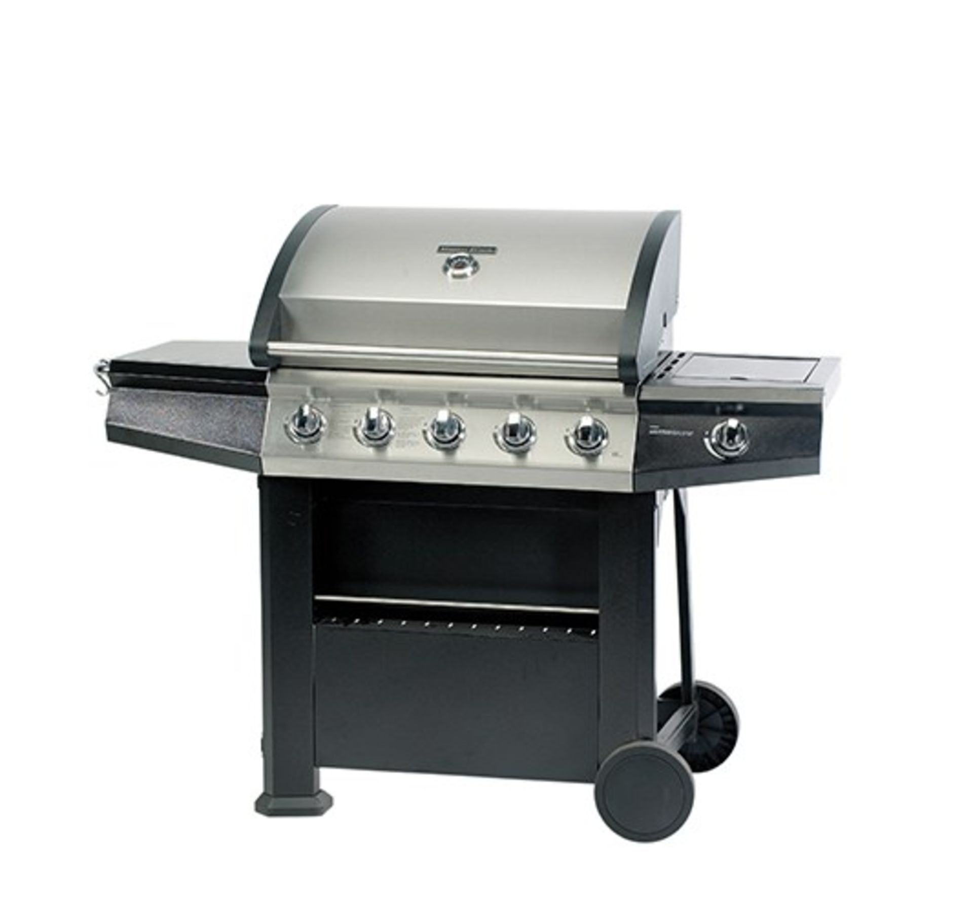 V Brand New Platinum 600 Deluxe 4 Burner Gas BBQ Stainless Steel Finish With Sliding Side Burner And