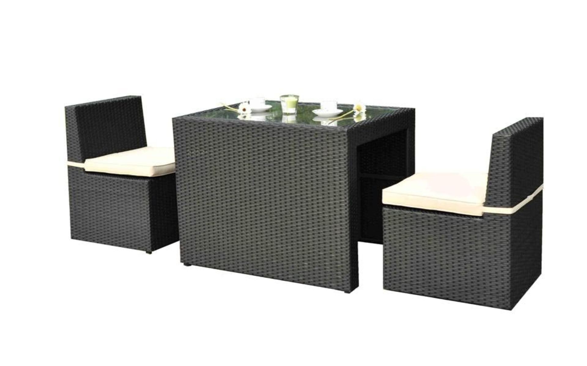 V Brand New Cannes Breaksfast Set - Ideal For Smaller Graden Or Balcony - Comprises Of Glass Top