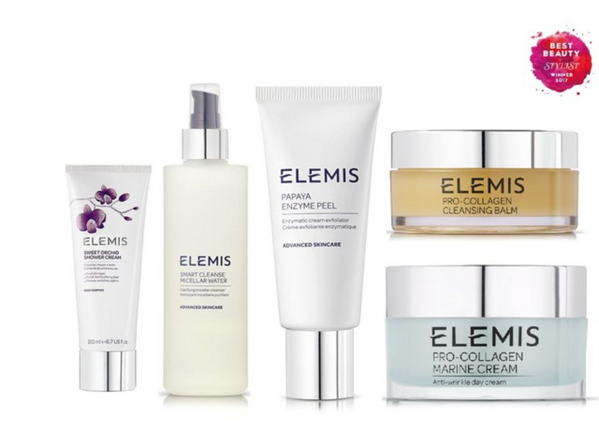 Grade A Elemis Gift Set Including Make Up Bag-Sweet Orchid Shoer Cream-Collagen Cleansing Balm-