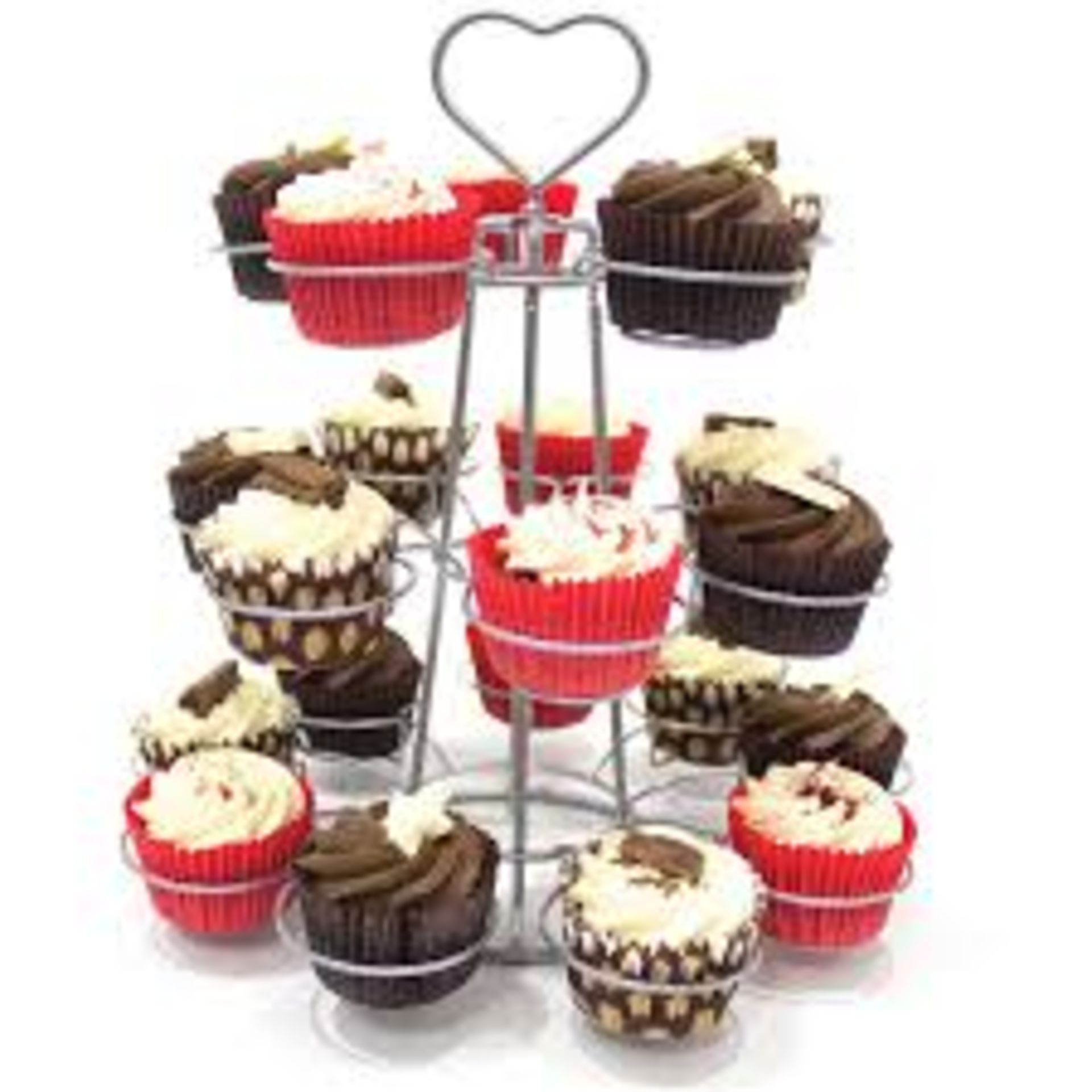 V Grade B Hilly's Kitchen Heart & Star Top Cupcake Stand-Holds 21 Cupcakes