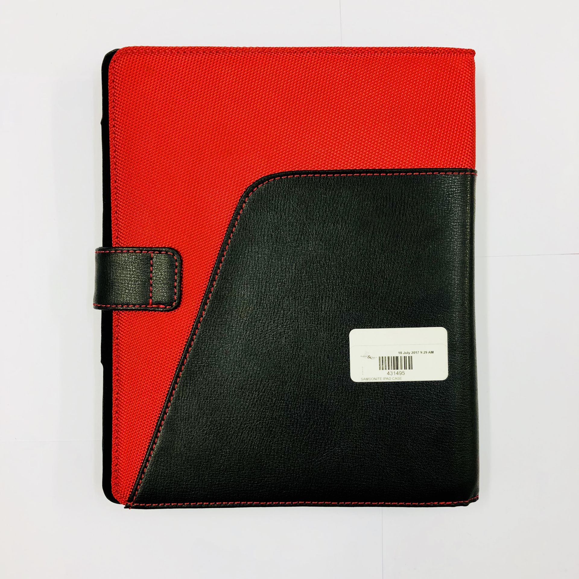 V Brand New Samsonite Black Leather & Red Canvas Ipad Mini Case