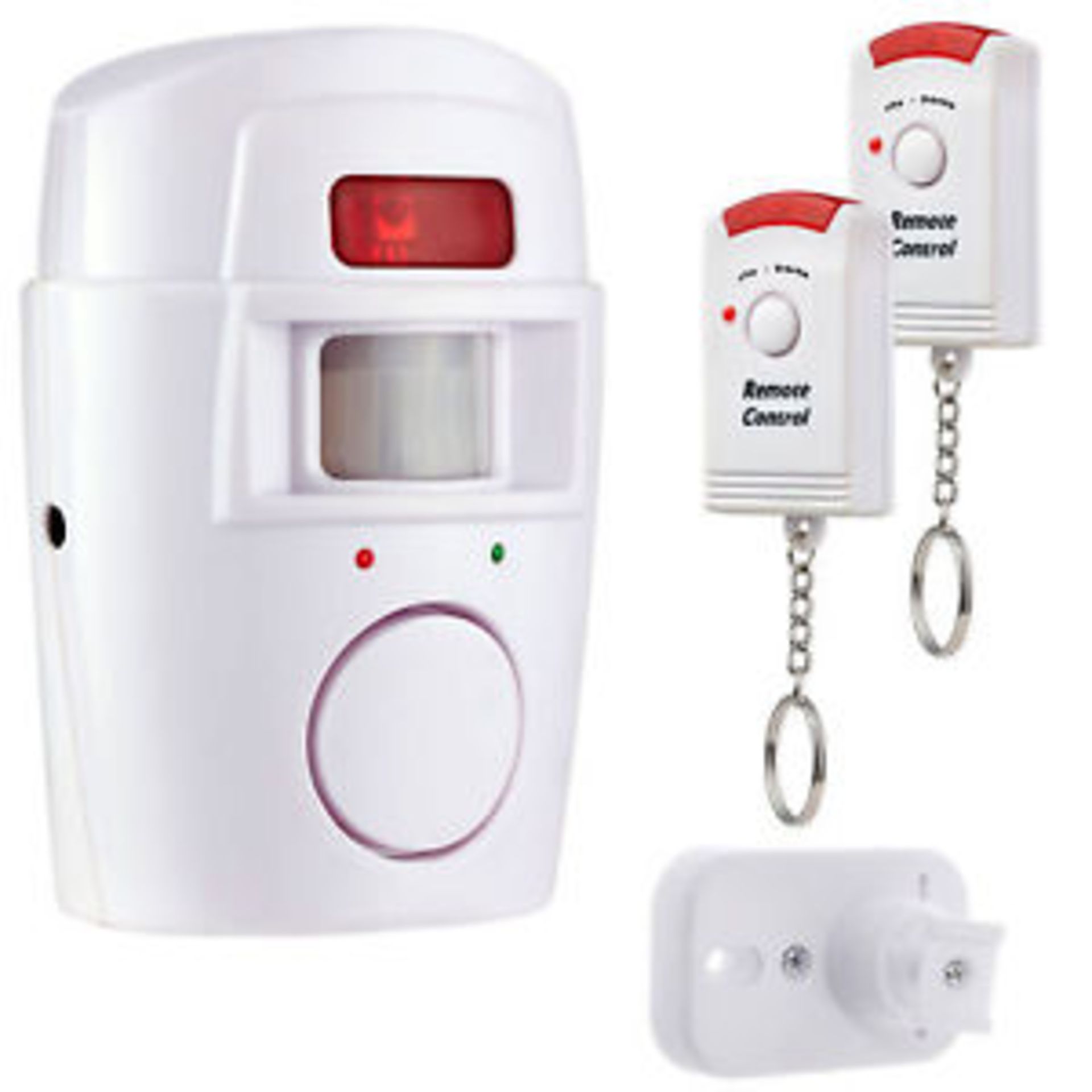 V Brand New Motion Sensor Alarm With 2 Remote Controls And 105Db Alarm