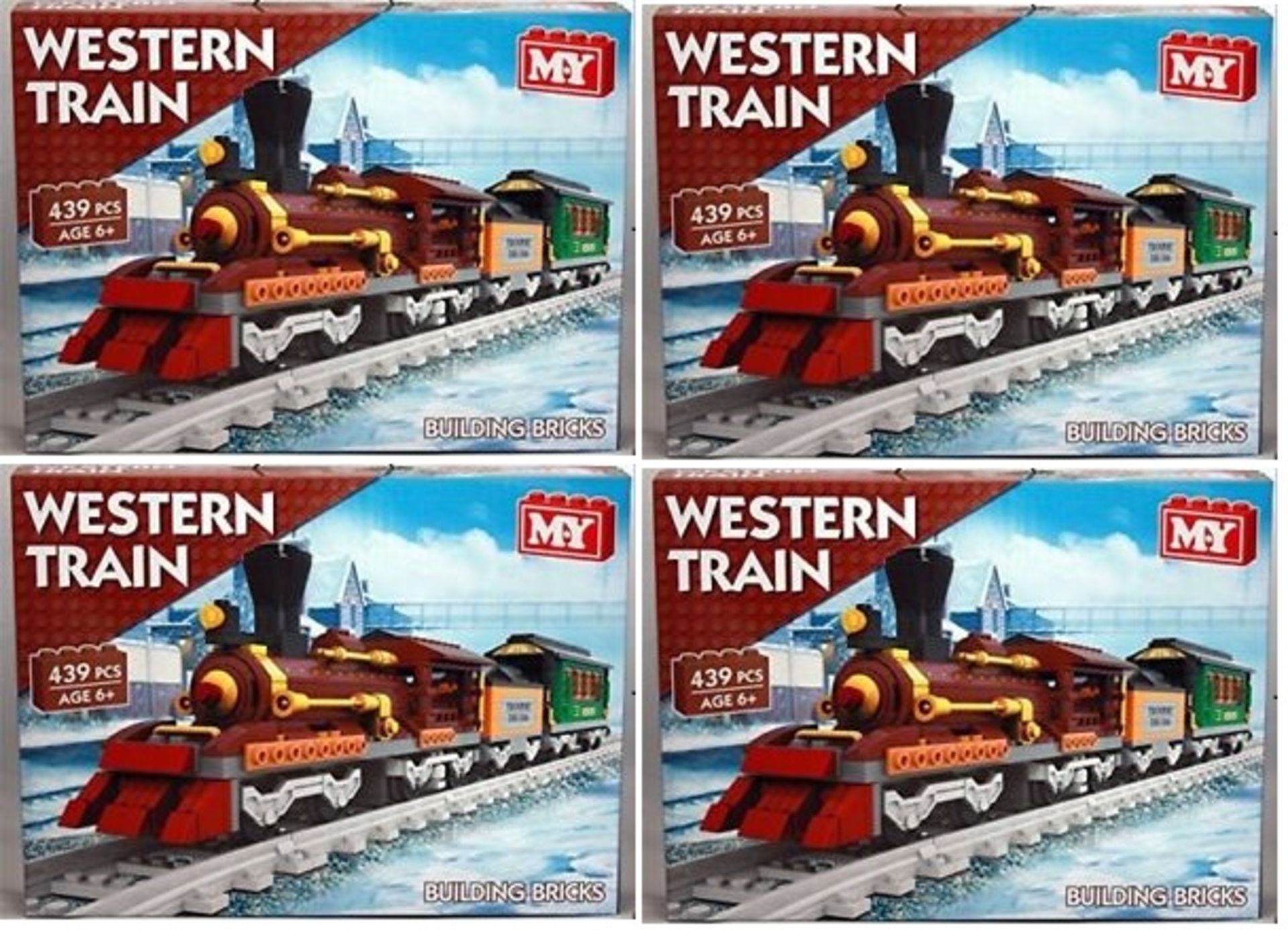 Brand New A Lot Of Four MY Bricks Western Train RRP £29.99 (439 Bricks)