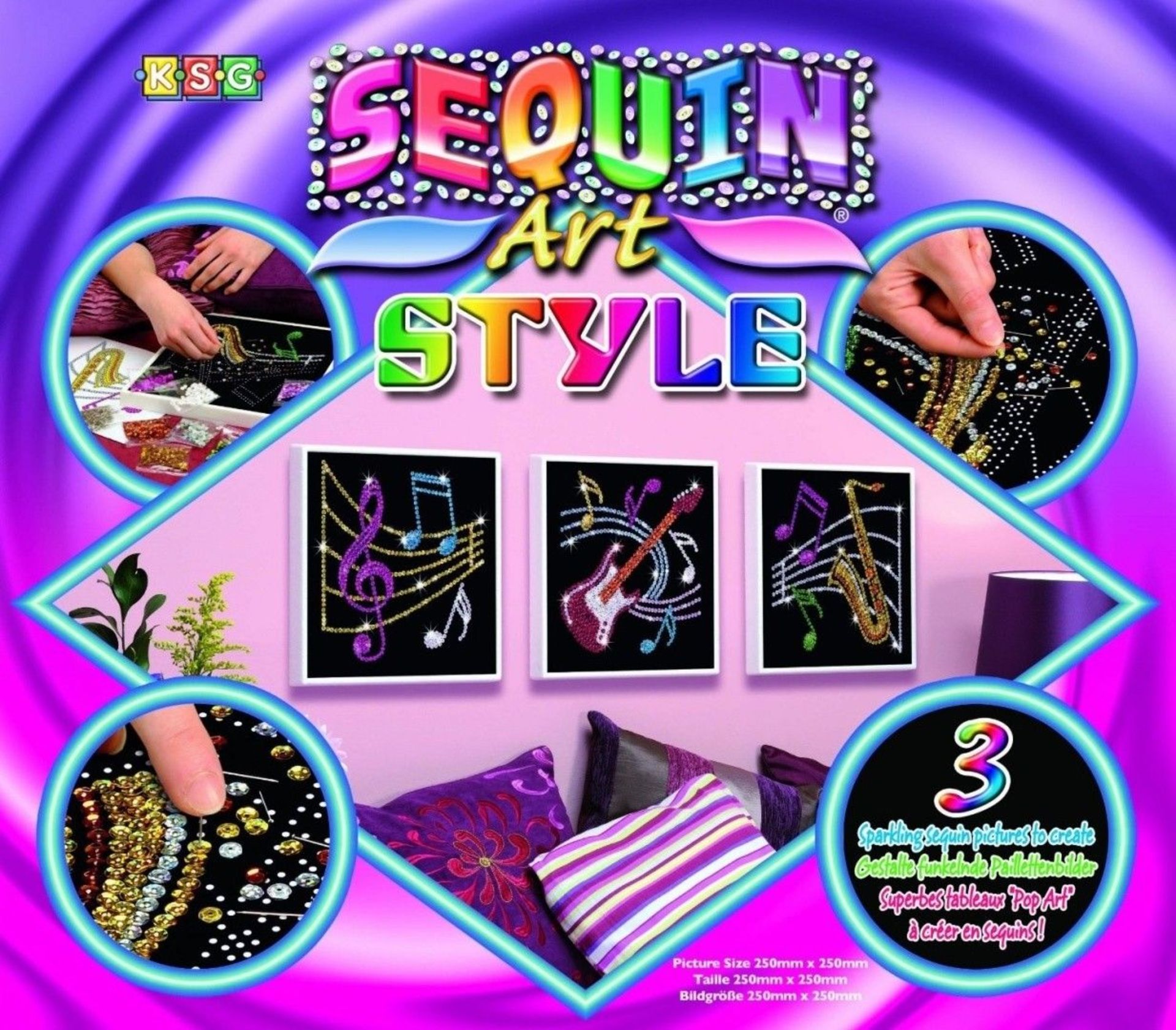 V Brand New Sequin Art Three Sparkling Sequin Pictures To Create-Musical Notes ISP £14 (Ebay)