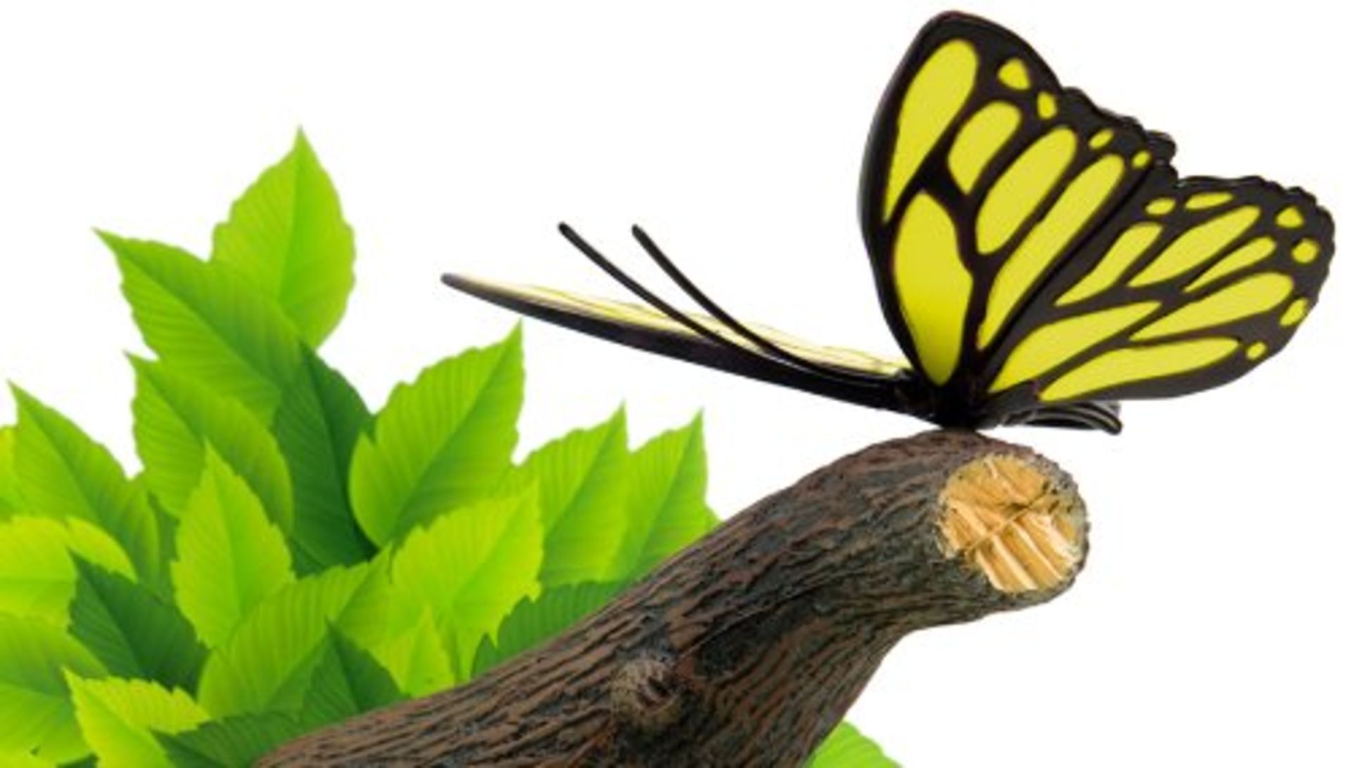 V Brand New 3D Deco LED Yellow Butterfly On Branch Wall Light With Foliage Sticker Included RRP £