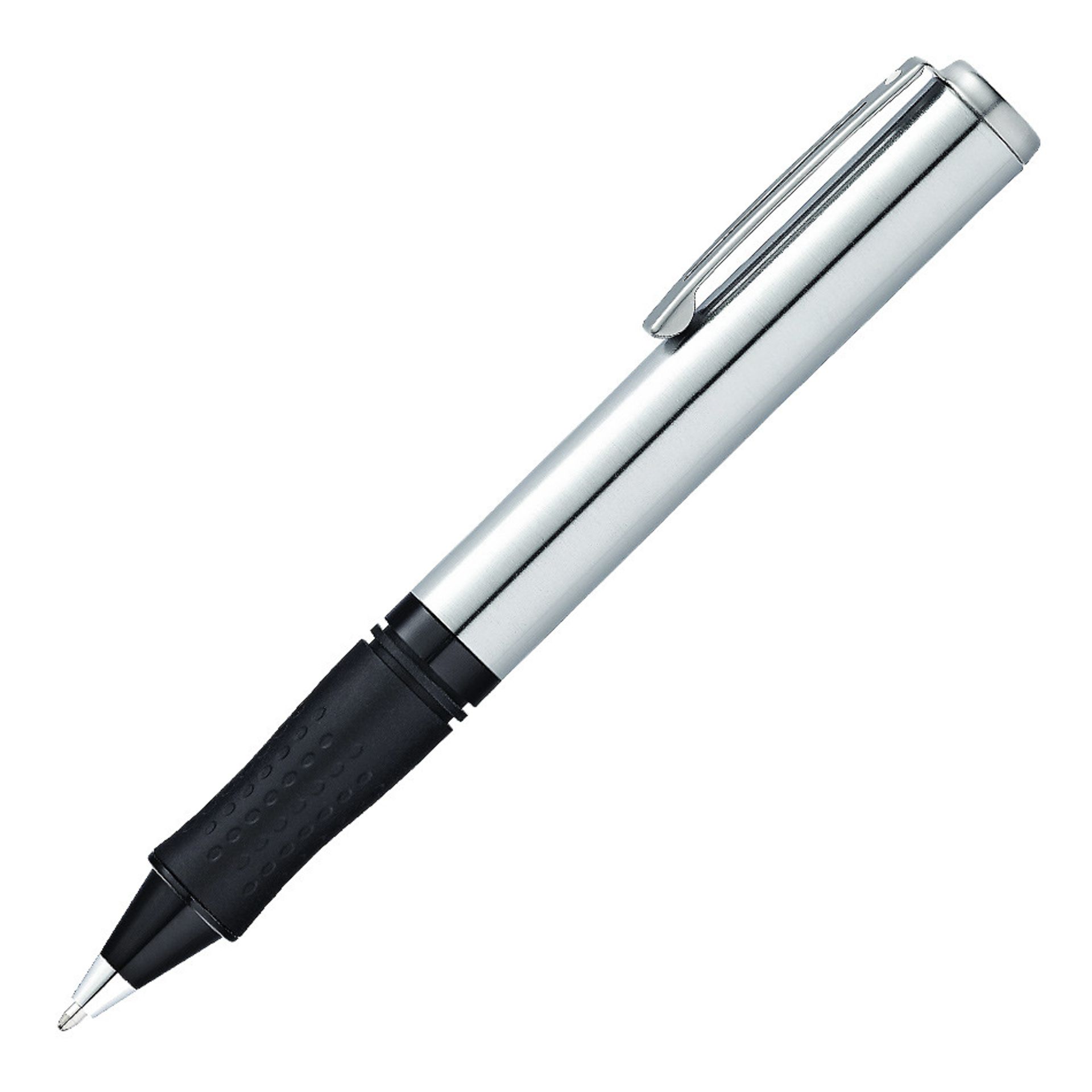 V Brand New Sheaffer Brushed Chrome Rubber Grip Ballpoint Pen - ISP £14.99 Cult Pens - In