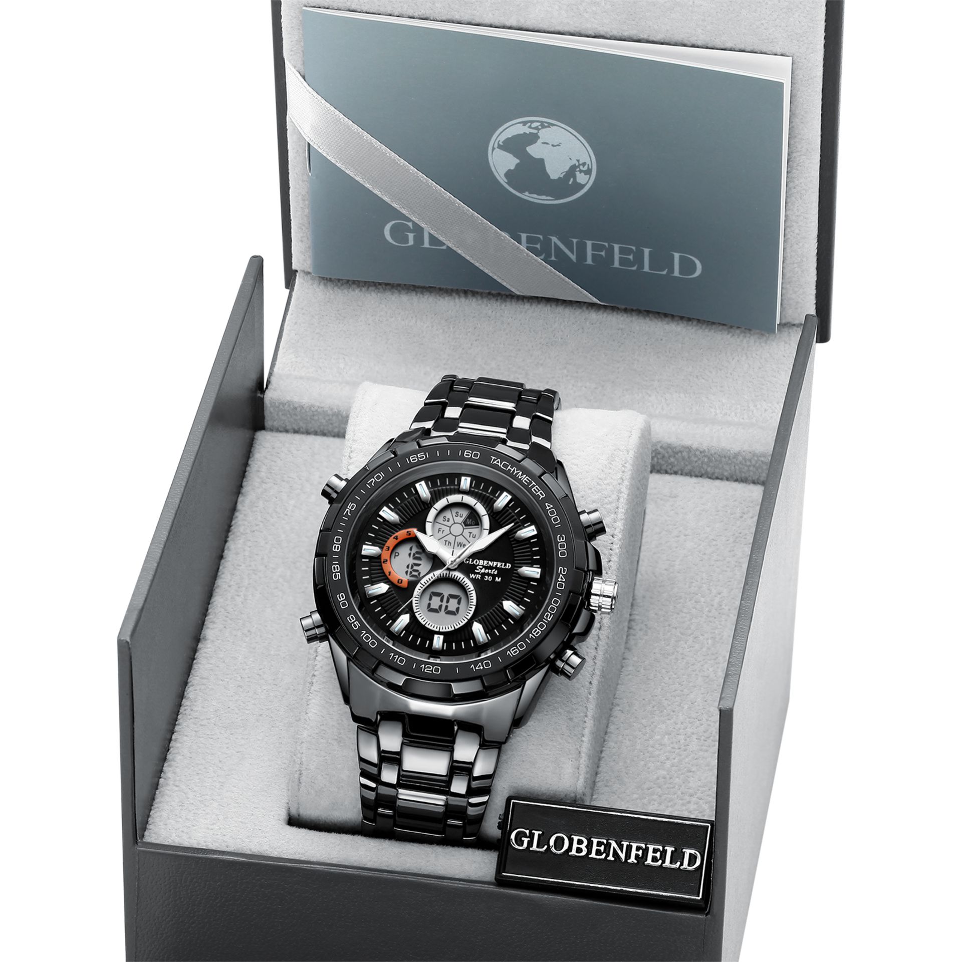 V Brand New Globenfeld Sport Shark Grey Watch - Sony Battery - Stainless Steel Crown - High
