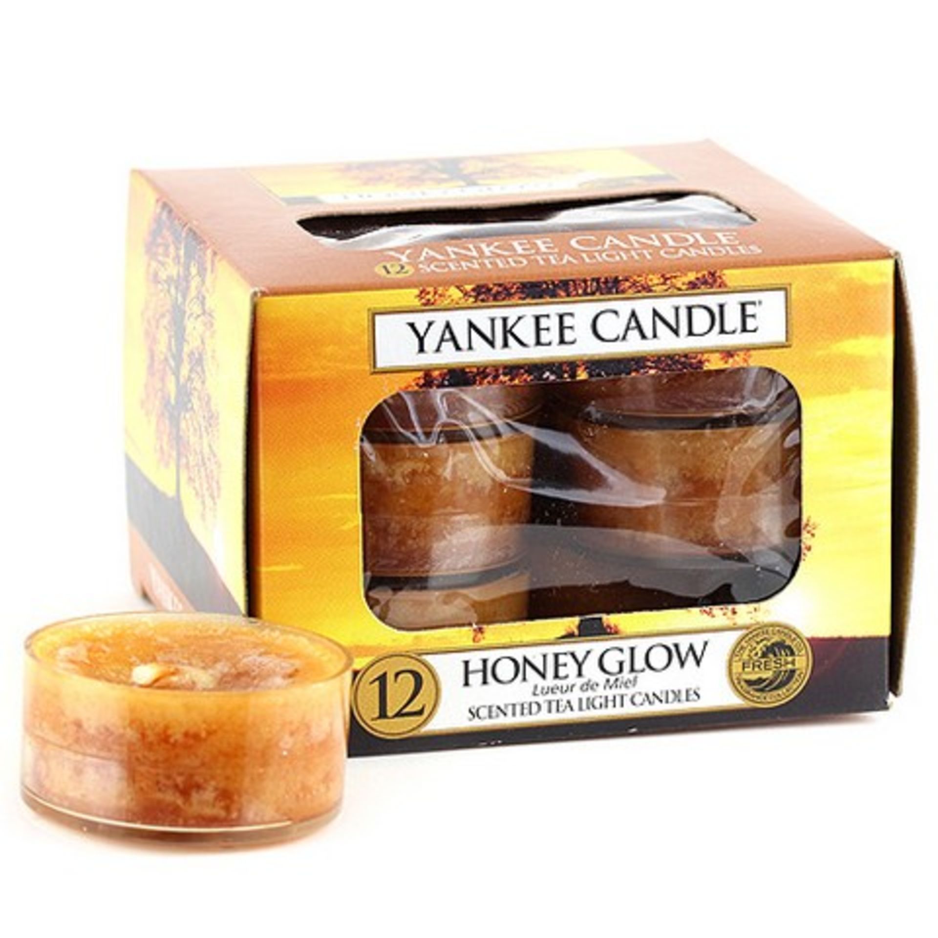 V Brand New 12 Yankee Candle Scented Tea Light Candles Honey Glow