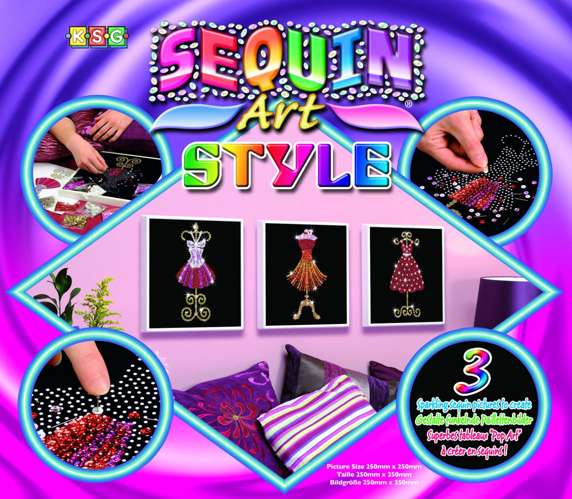 V Brand New Sequin Art Three Sparkling Sequin Pictures To Create-Party Dresses ISP £19.99 (Ebay)