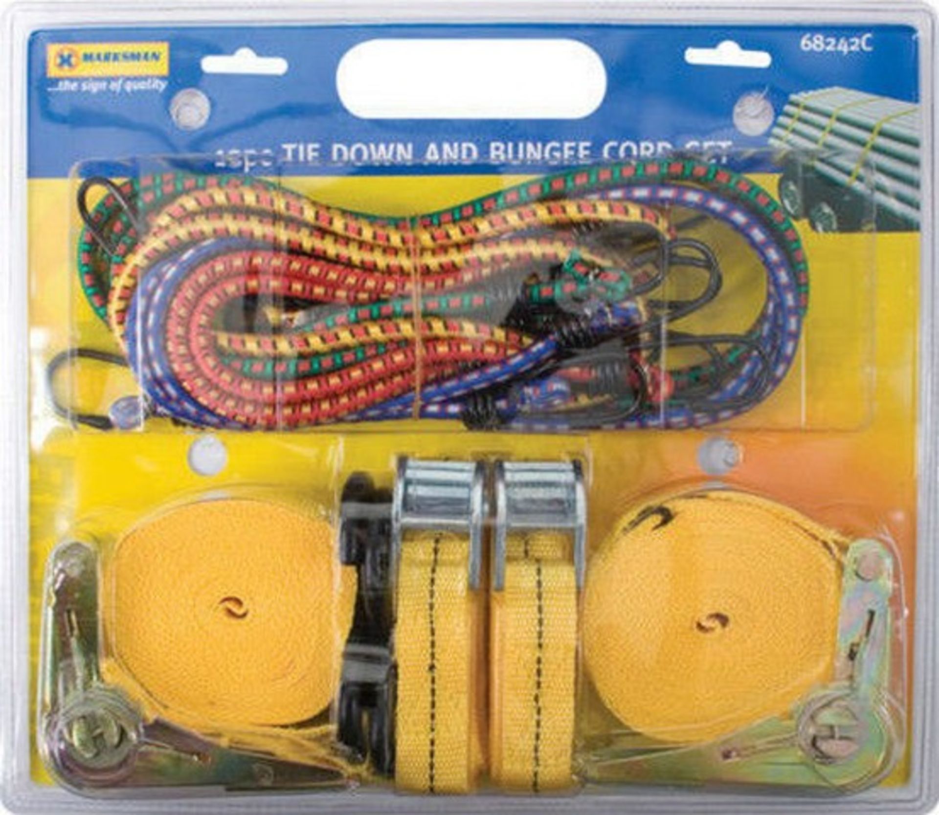 V Brand New 12 Piece Tie Down & Bungee Cord Set