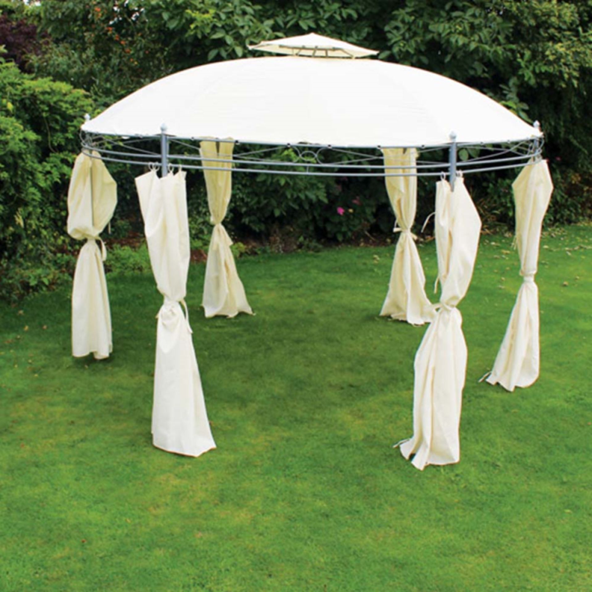 V Brand New 3.5m Round Party Tent Gazebo With Side Curtains - Cream