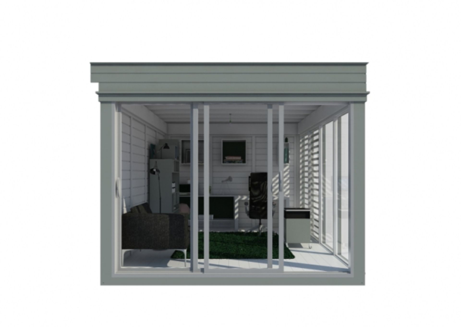 V Brand New Insulated 3m x 4m Garden Office Cube With Glass Sliding Doors - Sunscreen Sections - - Bild 2 aus 2