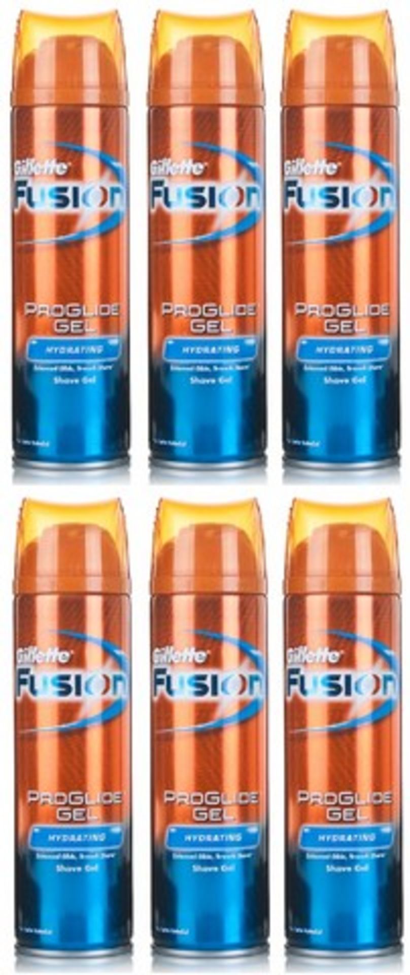 V Brand New A Lot of Six Gillette Fusion Shaving Gel 200ml - Hydrating Hydra Gel - Advanced Glide