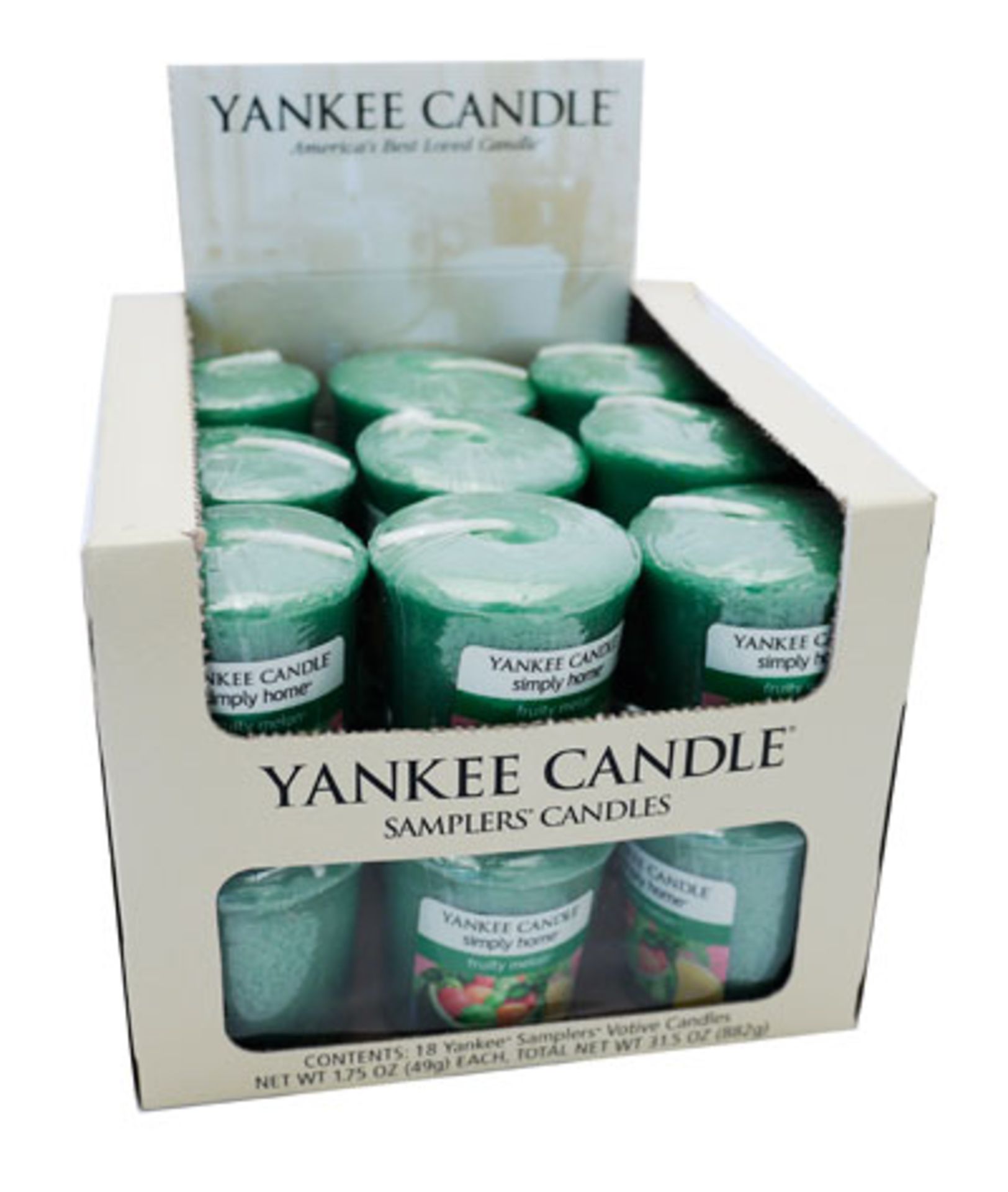 V Brand New 18 x Yankee Candle Votive Fruity Melon 49g ISP£18.00