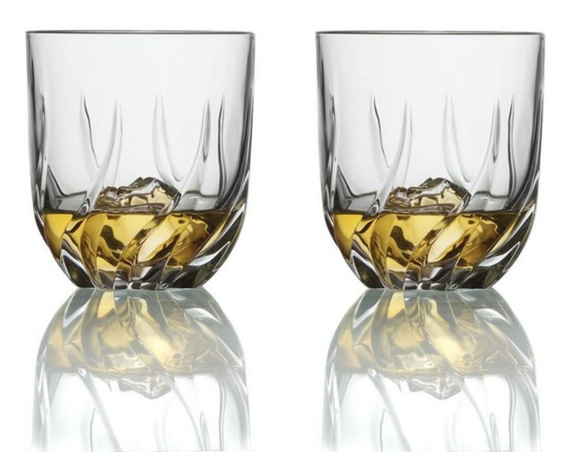 V Brand New Set of 2 RCR Twist Crystal Whiskey Glasses 33cl - Made In Italy