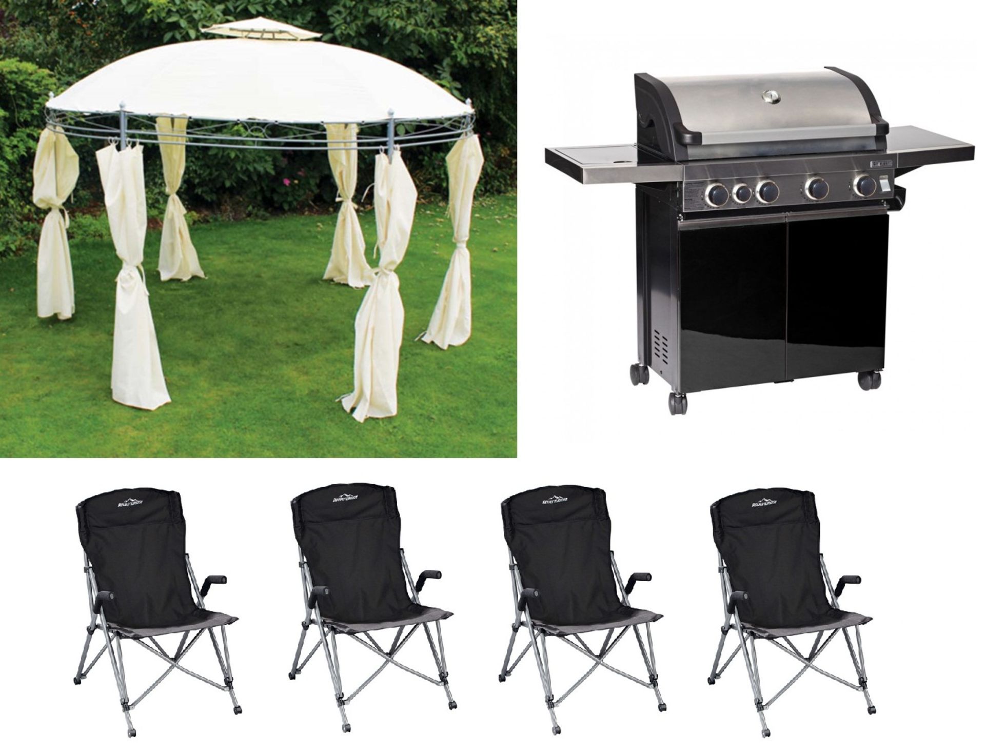 V Brand New Summer Party Mega Bundle! Huge Party Tent + Fantastic 4 Burner BBQ + Summer Solar