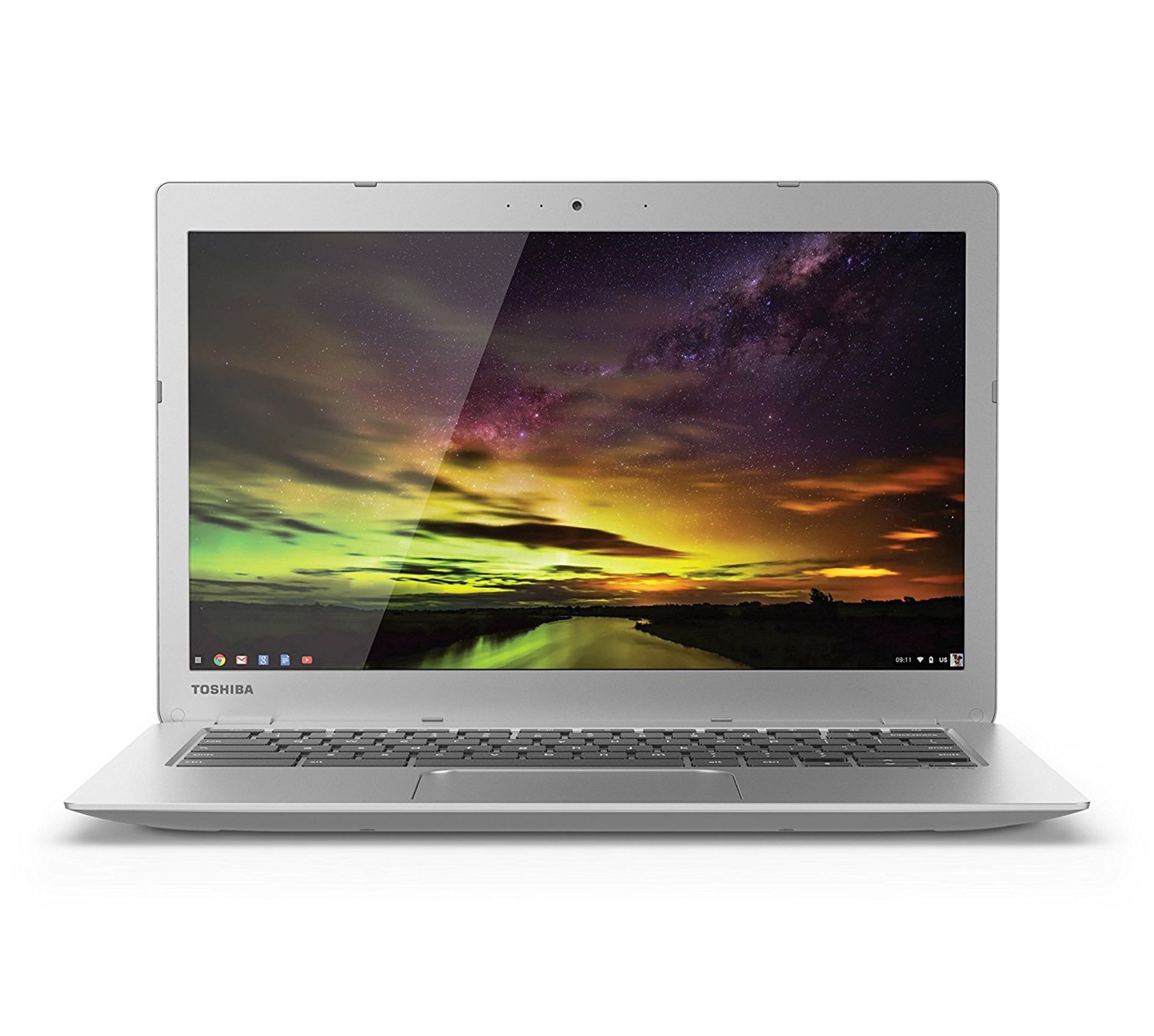 V Grade A/B Toshiba 13.3" Chromebook - 16GB SSD - Brushed Shiny Silver Finish - Google Chrome OS -