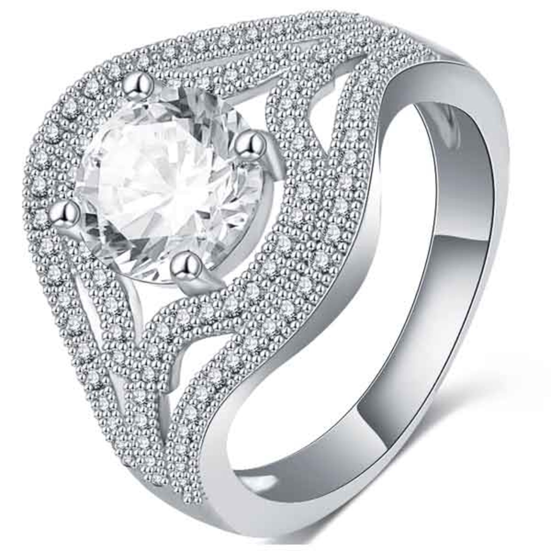 V Brand New Austrian Crystal and CZ Engagment Ring