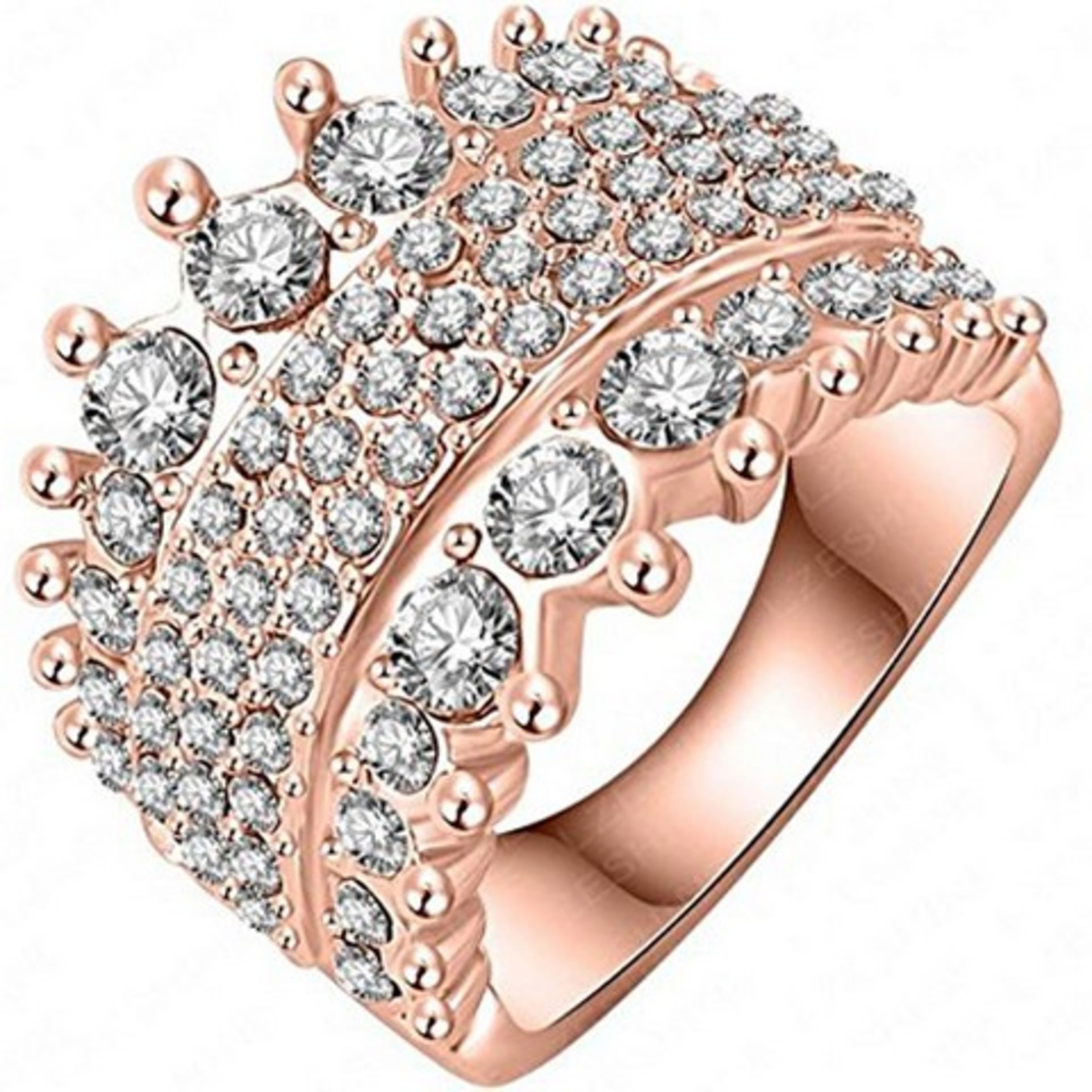 V Brand New Rose Gold Plated Multi Layer Style Austrian Crystal Ring