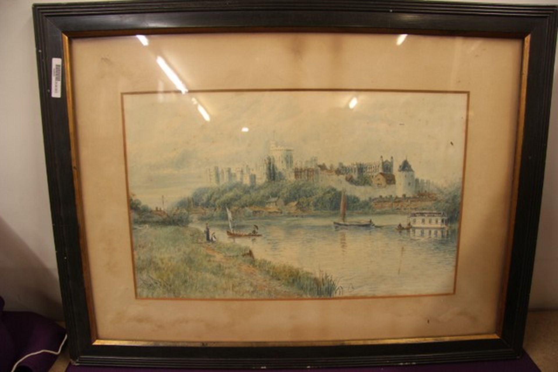 Grade U Framed & Glazed Watercolour Castle/River Scene