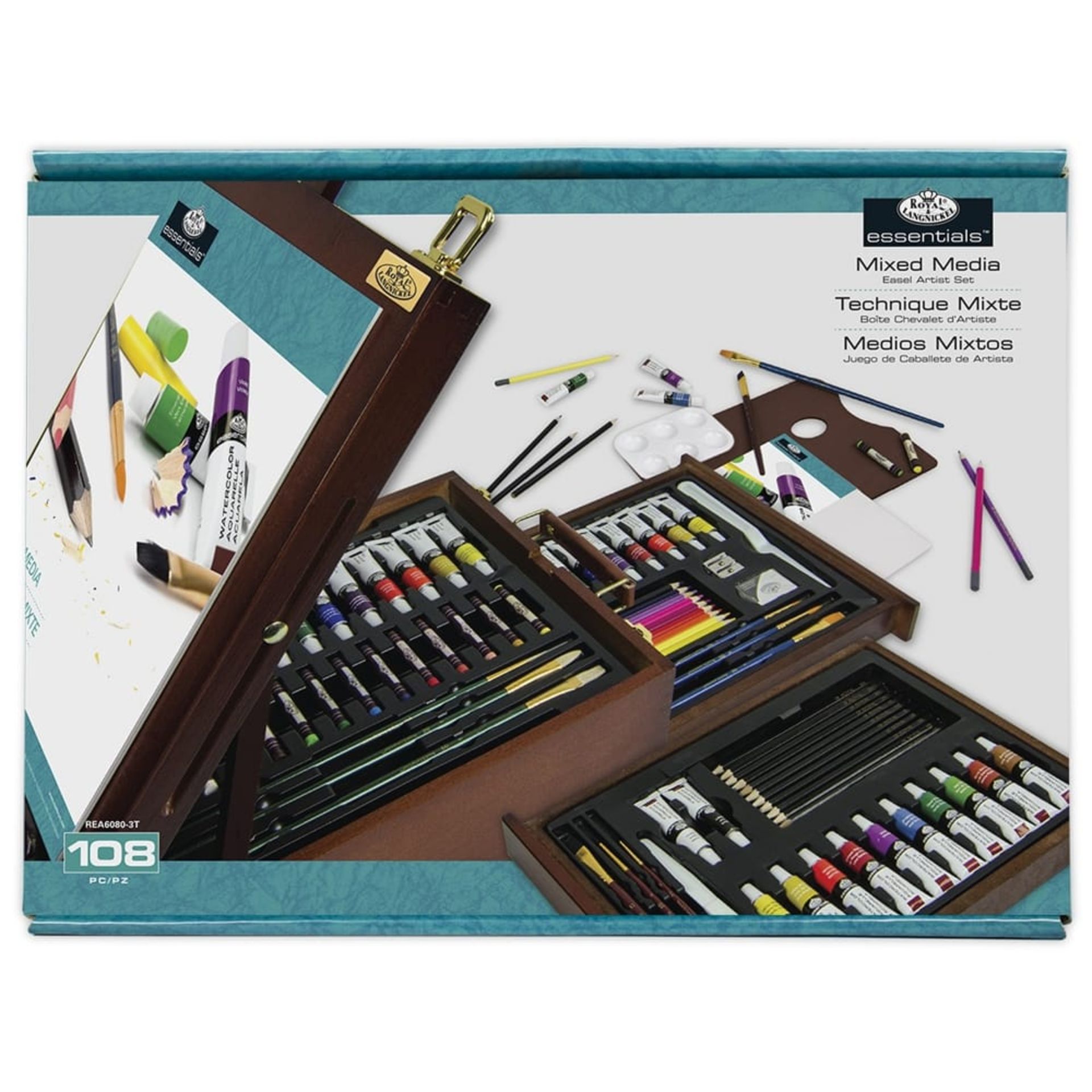 V Brand New Royal Langnickel 108Pce Mixed Media Easel Artist Set in Carry Case - ISP £84.99 - Image 2 of 2