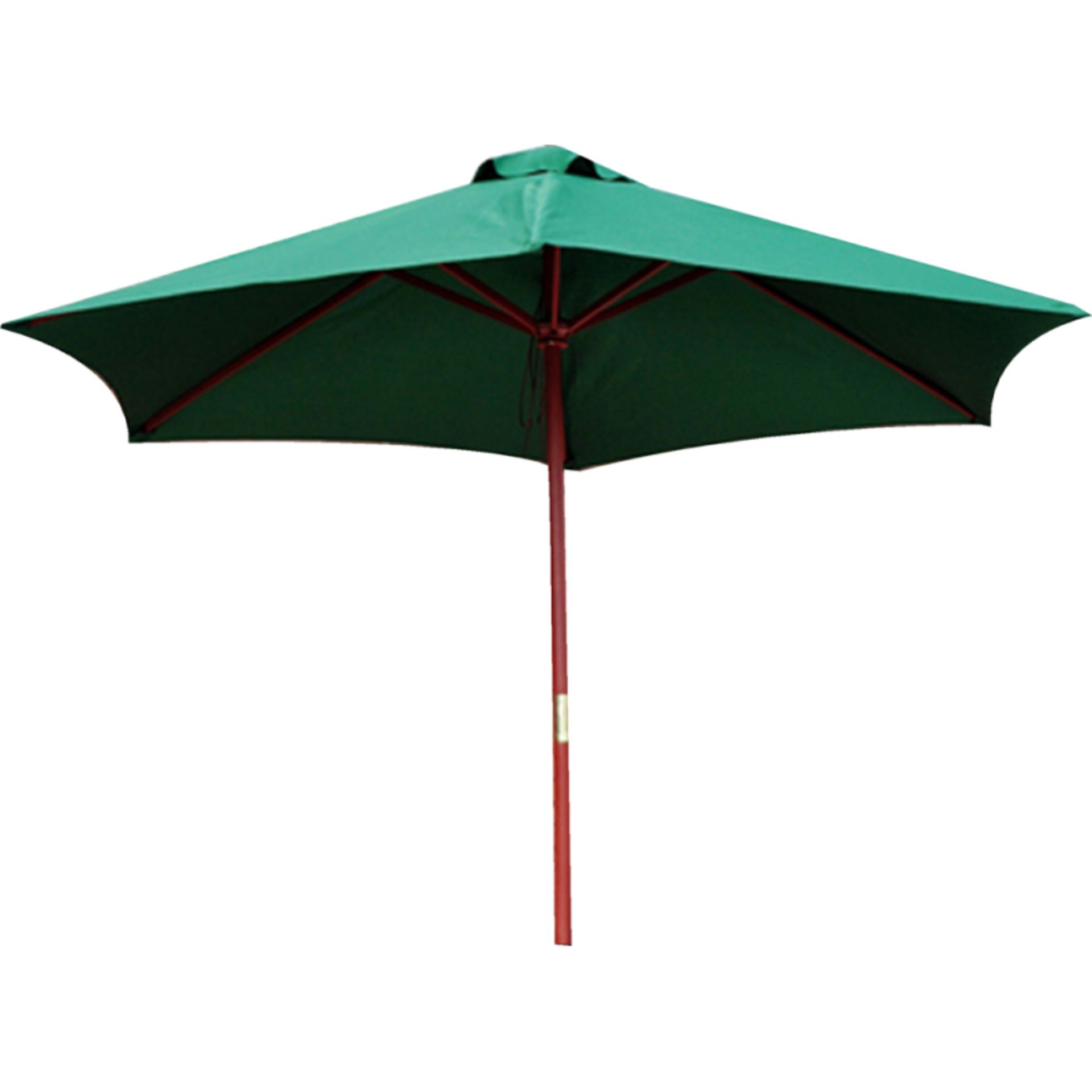 V Brand New 2.4M Wooden Green Garden Parasol - 36mm Hardwood Pole With Brass Fittings - Green - Image 2 of 2