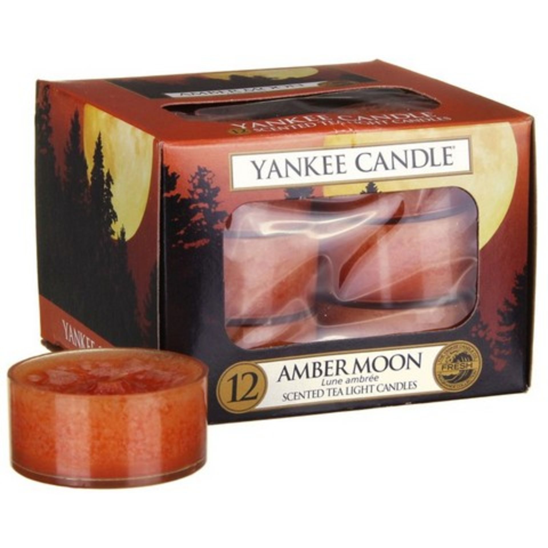 V Brand New 12 Yankee Candle Scented Tea Light Candles Amber Moon